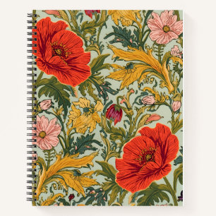 Cuaderno Patrón Art Nouveau floral de amapolas de William M