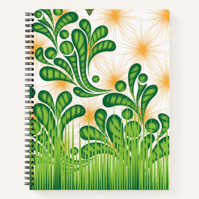 Cuaderno Patrón artístico verde y dorado que representa un  (Anverso)