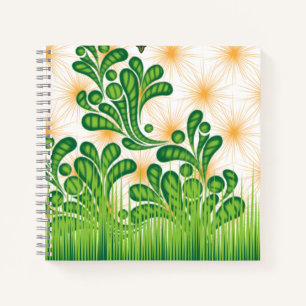 Cuaderno Patrón artístico verde y dorado que representa un