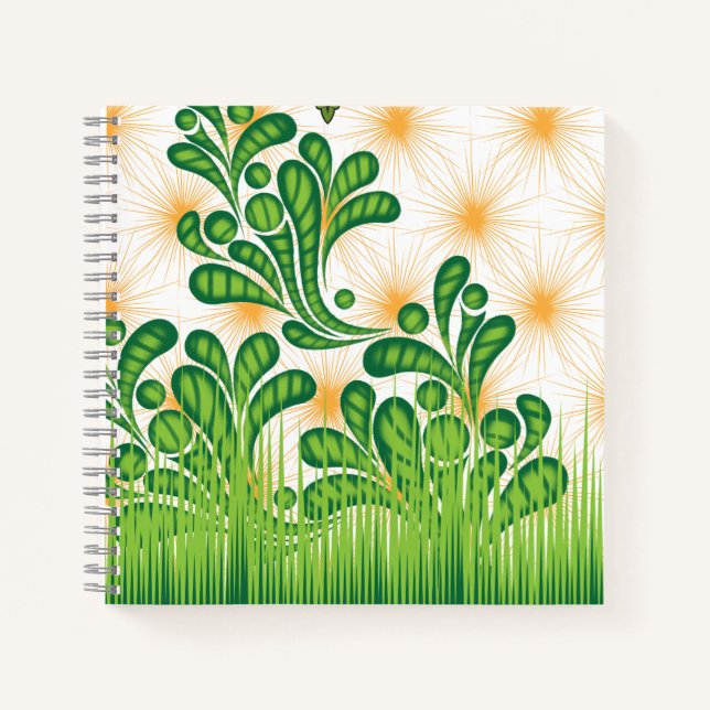 Cuaderno Patrón artístico verde y dorado que representa un  (Anverso)