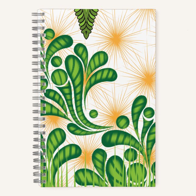 Cuaderno Patrón artístico verde y dorado que representa un  (Anverso)