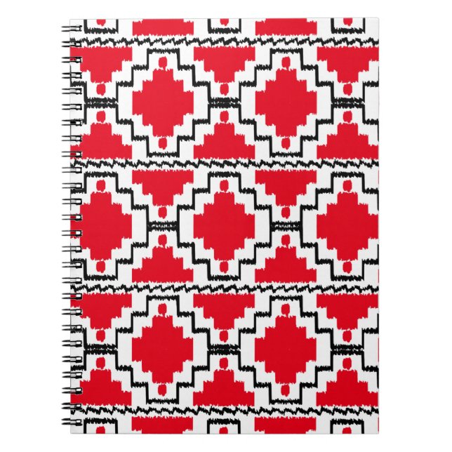 Cuaderno Patrón Azteca Ikat - Rojo, Negro y Blanco (Frente)
