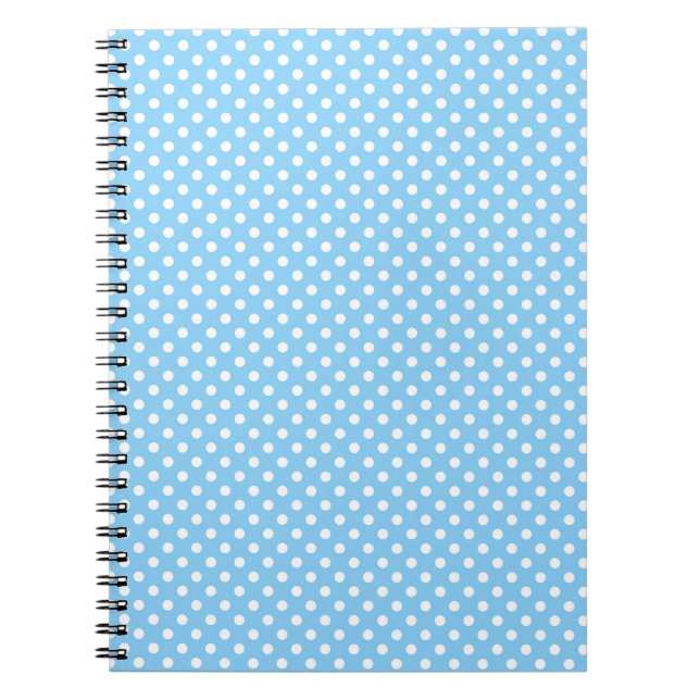 Cuaderno patrón azul con puntos de polka blanco (Frente)