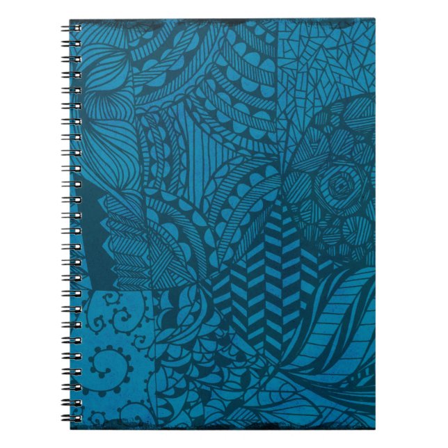 Cuaderno Patrón azul de arte abstracto (Frente)
