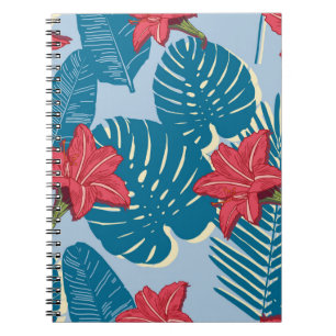 Cuaderno Patrón azul de hoja sin soldadura de Palm tropical