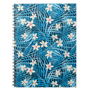 Cuaderno Patrón azul de hojas de palma