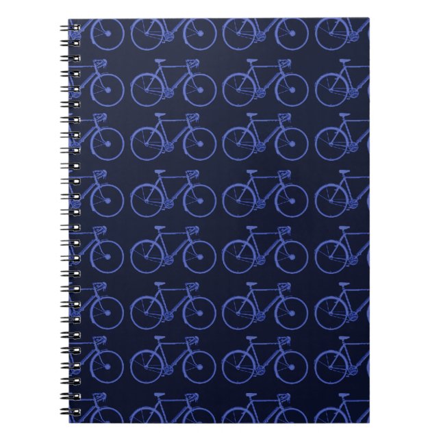 Cuaderno Patrón azul de las bicicletas (Frente)