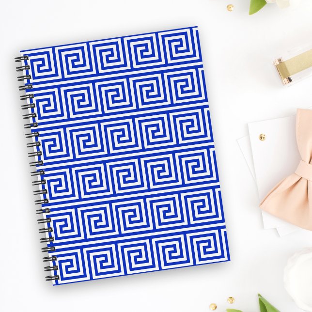 Cuaderno Patrón azul de las cuadradas de la clave del meand (Subido por el creador)