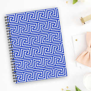 Cuaderno Patrón azul de las cuadradas de la clave del meand