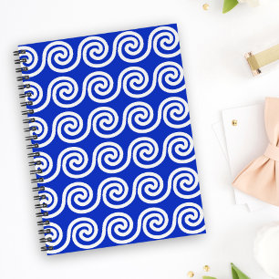Cuaderno Patrón azul de las ondas de las teclas del meandro