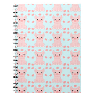 Cuaderno Patrón azul de lechón rosado