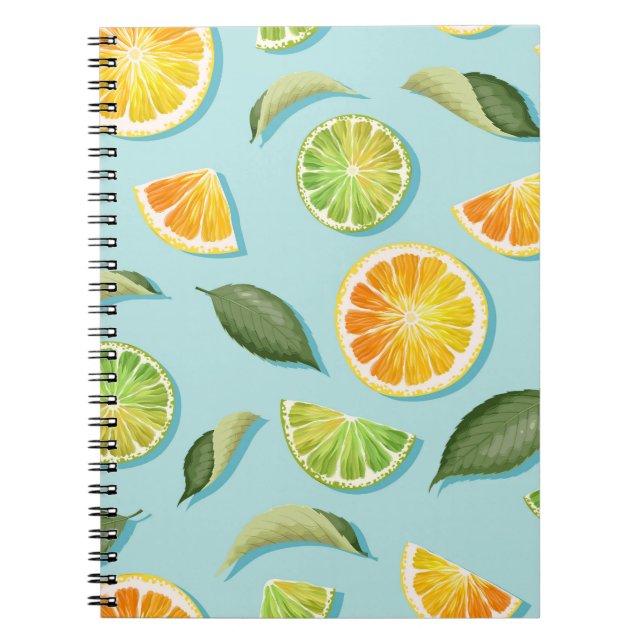 Cuaderno Patrón azul de limón limón vintage (Frente)