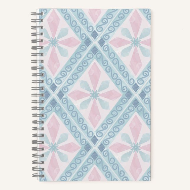 Cuaderno patrón azul en forma de diamante (Anverso)