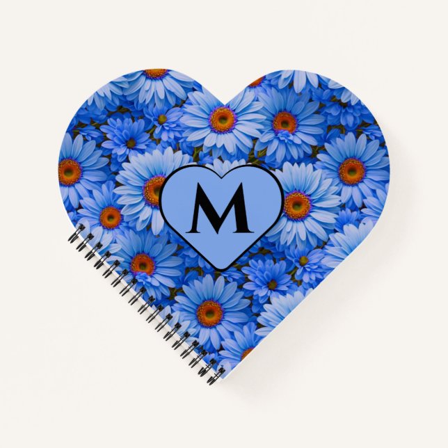 Cuaderno Patrón azul floral azul girasol azul marea (Anverso)