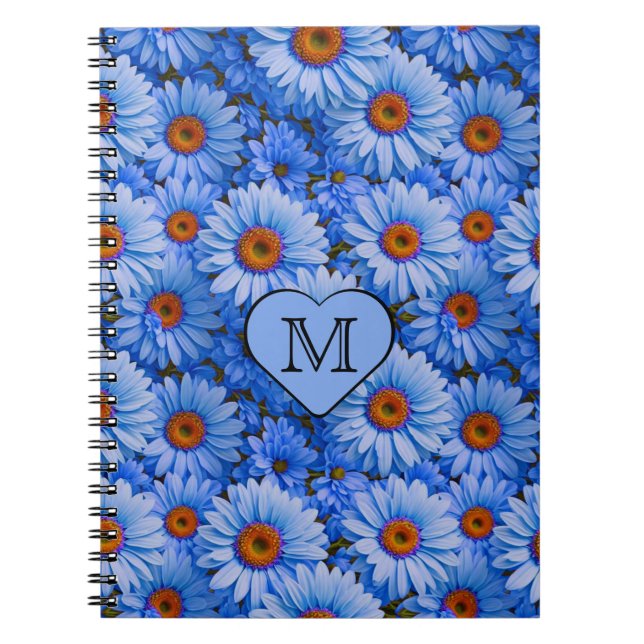Cuaderno Patrón azul floral azul girasol azul marea (Frente)