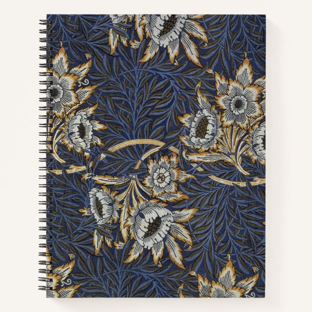 Cuaderno Patrón azul Willow de William Morris Tulip (Anverso)
