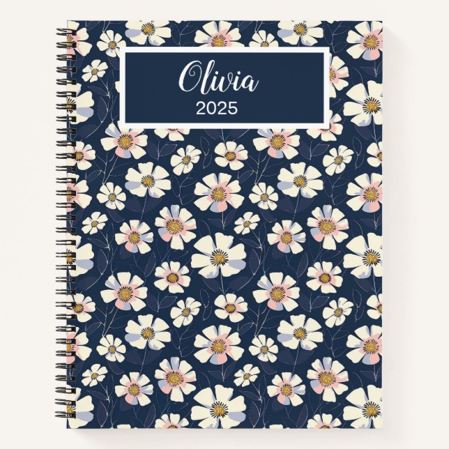 Cuaderno Patrón azul y floral (Anverso)