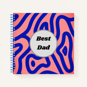 Cuaderno Patrón azul y rosa sobre un fondo rosa