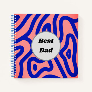 Cuaderno Patrón azul y rosa sobre un fondo rosa