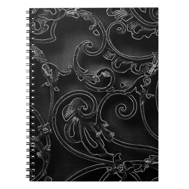 Cuaderno Patrón barroco gótico negro (Frente)