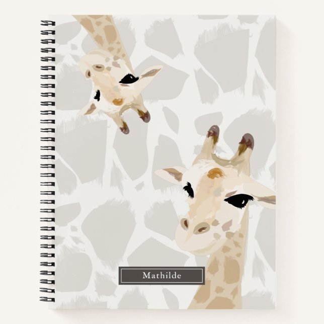 Cuaderno Patrón Beige de dos jirafas (Anverso)