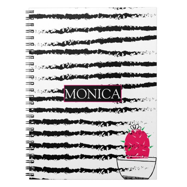 Cuaderno Patrón blanco negro de Cactus (Frente)
