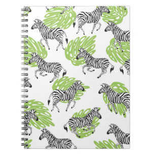 Cuaderno Patrón blanco sin foco con cebras. ilustracion