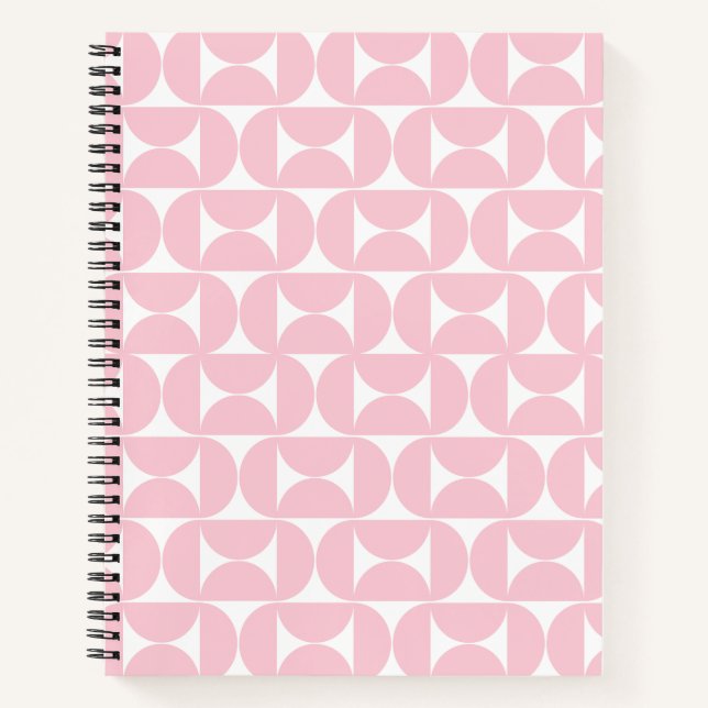 Cuaderno Patrón Blanco Y Rosa Del Bebé Moderno De Mediados  (Anverso)