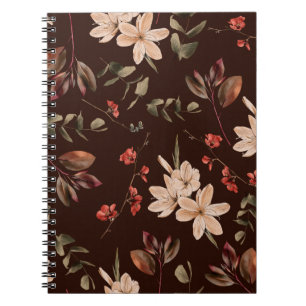 Cuaderno Patrón bohemio sin costuras florales con b marrón