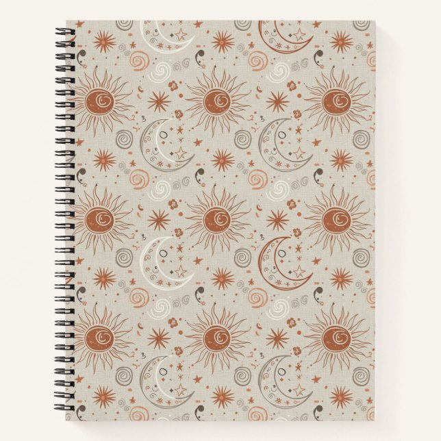 Cuaderno Patrón Boho de Sol y Luna (Anverso)
