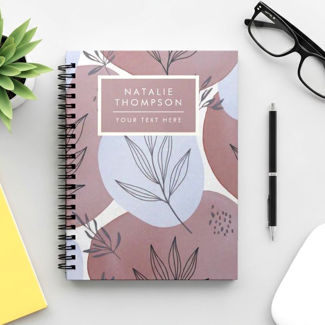 Cuaderno Patrón botánico abstracto rosa polvoriento y verde (Subido por el creador)