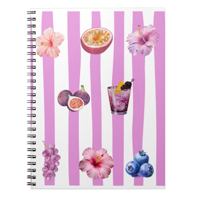 Cuaderno Patrón Botánico de Acuarela de Lavanda (Frente)