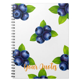 Cuaderno Patrón Botánico de Arándano en Acuarela Azul