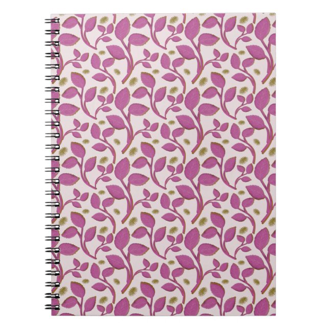 Cuaderno Patrón Botánico de Enredadera Rosa | Floral Elegan (Frente)