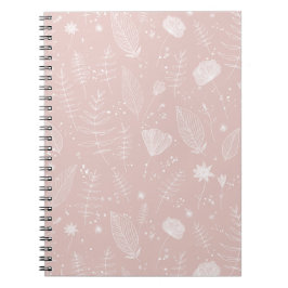 Cuaderno Patrón Botánico de Flor Silvestre Rosa Rubor