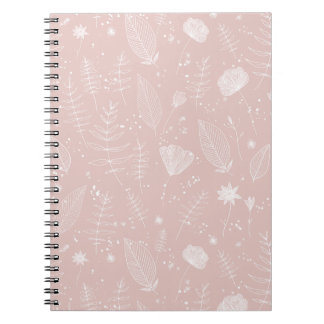 Cuaderno Patrón Botánico de Flor Silvestre Rosa Rubor