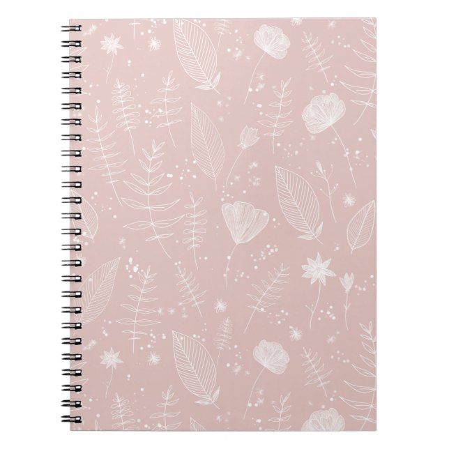Cuaderno Patrón Botánico de Flor Silvestre Rosa Rubor (Frente)