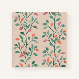 Cuaderno Patrón Botánico de Hoja con Estilo Elegante