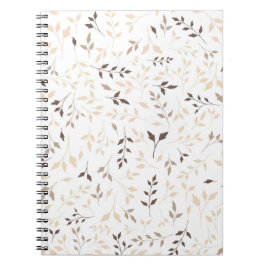 Cuaderno Patrón Botánico de Hoja Marrón Beige Neutro