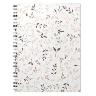 Cuaderno Patrón Botánico de Hoja Marrón Beige Neutro
