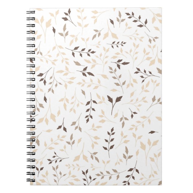 Cuaderno Patrón Botánico de Hoja Marrón Beige Neutro (Frente)