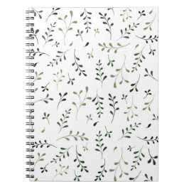 Cuaderno Patrón Botánico de Hoja Minimalista Verde Salvia