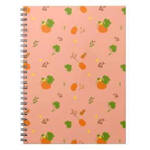 Cuaderno Patrón Botánico de Jardín de Melocotón y Calabaza