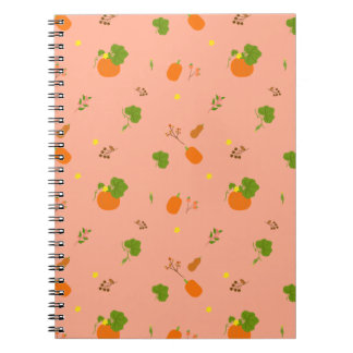 Cuaderno Patrón Botánico de Jardín de Melocotón y Calabaza