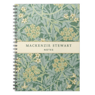 Cuaderno Patrón botánico de jazmín verde