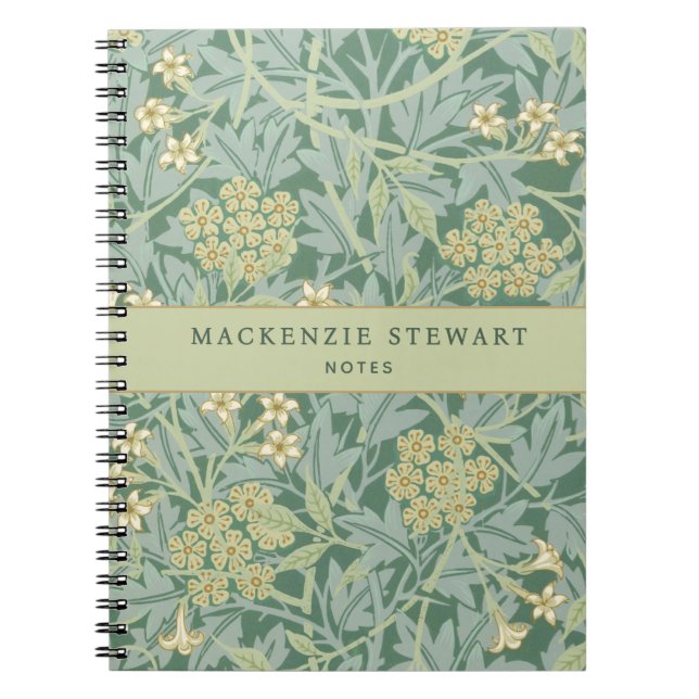 Cuaderno Patrón botánico de jazmín verde (Frente)