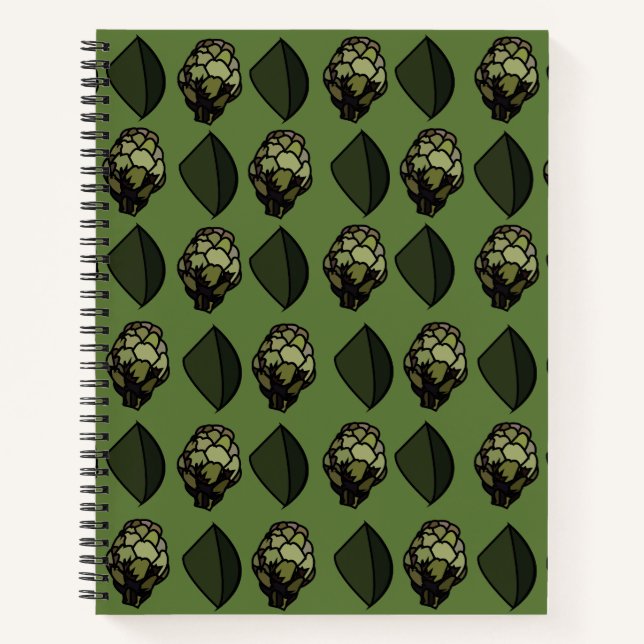 Cuaderno Patrón botánico de planta vegetal de alcachofa  (Anverso)