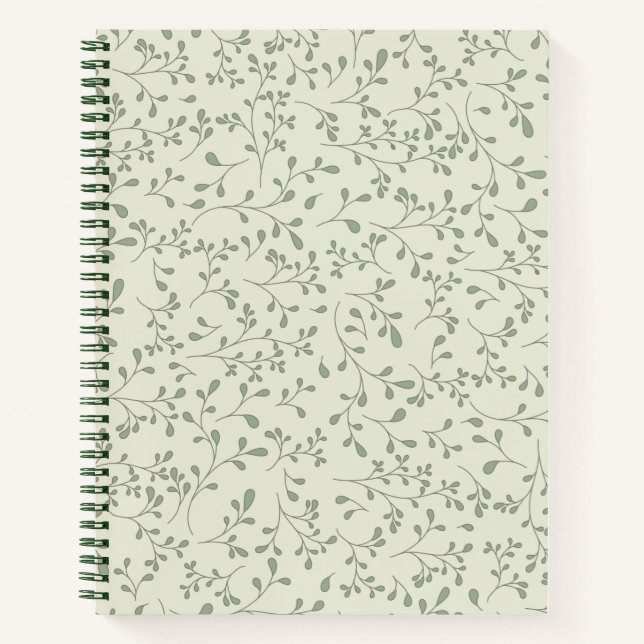 Cuaderno Patrón Botánico de Vid Verde Oliva Claro (Anverso)