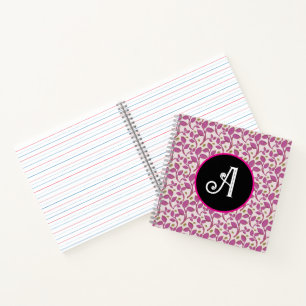 Cuaderno Patrón Botánico de Vid Verde Rosa Flor Elegante