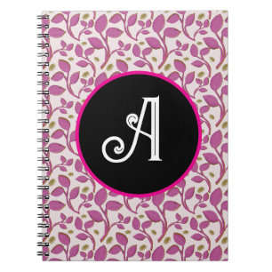 Cuaderno Patrón Botánico de Vid Verde Rosa Flor Elegante